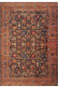 Orange &amp; Multicolour Persian &amp; Oriental Printed Cotton Washable Rug for Kitchen in Small size 75 × 150 cm image