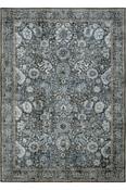 Charcoal &amp; Grey Persian &amp; Oriental Printed Cotton Washable Rug for Kitchen in Small size 75 × 150 cm image