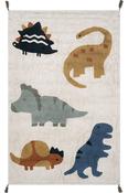 Cream &amp; Multicolour Kids Cotton Washable Rug with Plush Soft Pile for Children's Room in Small size 120 × 180 cm image