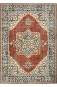 Red &amp; Blue Persian &amp; Oriental Printed Cotton Washable Rug for Kitchen in Small size 75 × 150 cm image