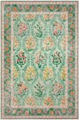 Green &amp; Multicolour Floral Printed Cotton Rug for Kitchen in Small size 80 × 150 cm