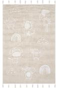 Beige &amp; White Kids Cotton Washable Rug with Plush Soft Pile for Children's Room in Small size 120 × 180 cm image