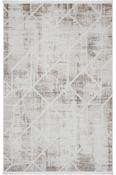 Cream &amp; Brown Geometric Abstract Cotton Rug for Kitchen in Small size 80 × 150 cm image