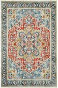 Green &amp; Multicolour Persian &amp; Oriental Printed Cotton Rug for Kitchen in Small size 80 × 150 cm image