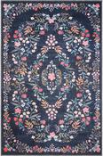 Charcoal &amp; Multicolour Floral Printed Cotton Rug for Kitchen in Small size 80 × 150 cm