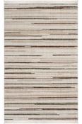 Beige &amp; Cream Stripes Scandi Rug with Soft Pile for Bedroom and Living Room in Small size 80 × 150 cm