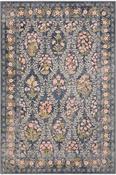 Charcoal &amp; Green Floral Printed Cotton Rug for Kitchen in Small size 80 × 150 cm image