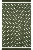Green &amp; Cream Geometric Washable Rug for Bedroom and Living Room in Small size 80 × 150 cm image