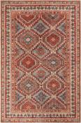 Red &amp; Multicolour Persian &amp; Oriental Printed Cotton Washable Rug for Kitchen in Small size 75 × 150 cm image
