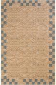 Brown &amp; Blue Bordered Plain Cotton Washable Rug for Kitchen in Small size 75 × 150 cm image