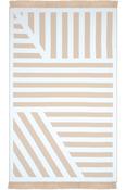 Beige &amp; White Patterned Scandi Washable Rug for Bedroom and Living Room in Small size 80 × 150 cm