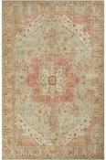 Beige &amp; Brown Persian &amp; Oriental Printed Cotton Washable Rug for Kitchen in Small size 75 × 150 cm image