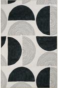 Black &amp; Cream Geometric Kids Cotton Washable Rug for Kitchen in Small size 75 × 150 cm image