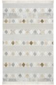 Cream &amp; Beige Aztec Bohemian Rug with Plush Soft Pile for Bedroom and Living Room in Small size 80 × 150 cm