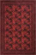 Red &amp; Black Persian &amp; Oriental Printed Cotton Washable Rug for Kitchen in Small size 75 × 150 cm image