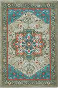 Green &amp; Blue Persian &amp; Oriental Printed Cotton Rug for Kitchen in Small size 80 × 150 cm image