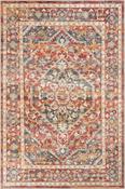 Copper &amp; Multicolour Persian &amp; Oriental Printed Cotton Washable Rug for Kitchen in Small size 75 × 150 cm image