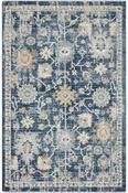 Blue &amp; Multicolour Floral Printed Rug with Plush Soft Pile for Bedroom and Living Room in Small size 80 × 150 cm
