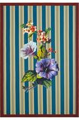 Multicolour Floral Stripes Cotton Washable Rug for Bedroom and Living Room in Small size 80 × 150 cm image