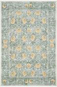 Green &amp; Brown Floral Printed Cotton Rug for Kitchen in Small size 80 × 150 cm image