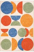 Cream &amp; Gold Kids Geometric Cotton Washable Rug for Kitchen in Small size 75 × 150 cm image
