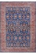 Blue &amp; Red Persian &amp; Oriental Printed Cotton Washable Rug for Kitchen in Small size 75 × 150 cm image