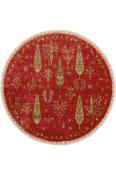 Red Floral Plain Hand Woven Rug for Bedroom and Living Room in Round size 160 × 160 cm image