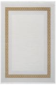 Brown Bordered Living Room Rug in Small size, Machine Made using Acrylic with Cream and Modern design in 80 x 150 cm size image