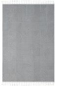 Grey Geometric Living Room Rug in Runner size, Machine Made using Polyester and Modern design in 80 x 200 cm size image