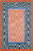 Orange &amp; Multicolour Chevron Printed Cotton Washable Rug for Kitchen in Small size 80 × 150 cm image