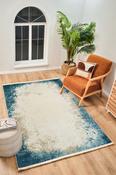 Beige &amp; Blue Abstract Rug for Bedroom and Living Room in Small size 80 × 150 cm image