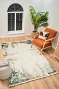 Cream &amp; Green Abstract Rug for Bedroom and Living Room in Small size 80 × 150 cm image