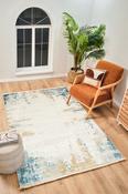 Cream &amp; Blue Abstract Rug for Bedroom and Living Room in Small size 80 × 150 cm image