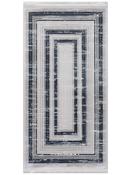 Blue Bordered Area Rug in Small size, Machine Made using Polyester with Beige and Modern design image