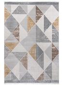 Brown Geometric Area Rug in Medium size, Machine Made using Polyester with Grey, Yellow, White and Modern design image