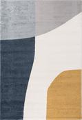 Blue Abstract Area Rug in Runner size, Machine Made using Polypropylene with Yellow, White, Multicolour and Modern design in 60 x 150 cm size image