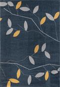 Blue Floral Area Rug in Small size, Machine Made using Polypropylene with Grey, Yellow and Modern design in 140 x 200 cm size image