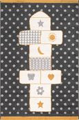 Black Kids Area Rug in Small size, Machine Made using Polypropylene with Grey, Yellow, Multicolour and Modern design in 100 x 150 cm size image