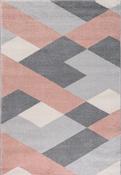 Grey &amp; White Geometric Rug with Plush Soft Pile for Bedroom and Living Room in Small size image