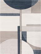 Blue &amp; Beige Geometric Rug with Plush Soft Pile for Bedroom and Living Room in Small size image