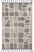 Grey Geometric Living Room Rug in Small size, Machine Made using Polypropylene with Cream and Modern design in 80 x 150 cm size image