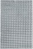 Grey Geometric,Shaggy Bedroom Rug in Small size, Machine Made using Polyester and Modern design in 80 x 150 cm size image