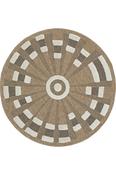 Brown Geometric Bedroom Rug in Round size, Machine Made using Polyester,Polypropylene with Cream and Modern design in 120 x 120 cm size image