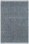 Grey Abstract,Scandi,Flatweave Living Room Rug in Small size, Machine Made using Cotton,Polyester with Charcoal and Modern design in 80 x 150 cm size image