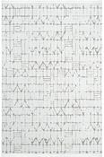Grey Geometric,Distressed Living Room Rug in Small size, Machine Made using Cotton,Polyester with White and Modern design in 80 x 150 cm size image