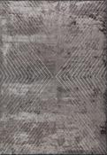 Brown Geometric Living Room Rug in Medium size, Hand Loom using Cotton,Polyester,Acrylic,Viscose with Grey and Modern design in 160 x 230 cm size image
