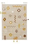 Brown Geometric,Scandi,Flatweave Area Rug in Small size, Machine Made using Cotton with Grey, Yellow, Cream and Modern design in 120 x 180 cm size image
