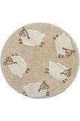 Brown Kids,Flatweave Area Rug in Round size, Machine Made using Cotton with Cream and Modern design in 120 x 120 cm size image
