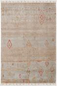 Red Geometric,Scandi Living Room Rug in Small size, Hand Woven using Tencel with Grey, Copper, Gold and Modern design in 90 x 150 cm size image