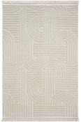 Cream Geometric,Scandi Bedroom Rug in Small size, Machine Made using Chenille,Microfiber and Modern design in 80 x 150 cm size image